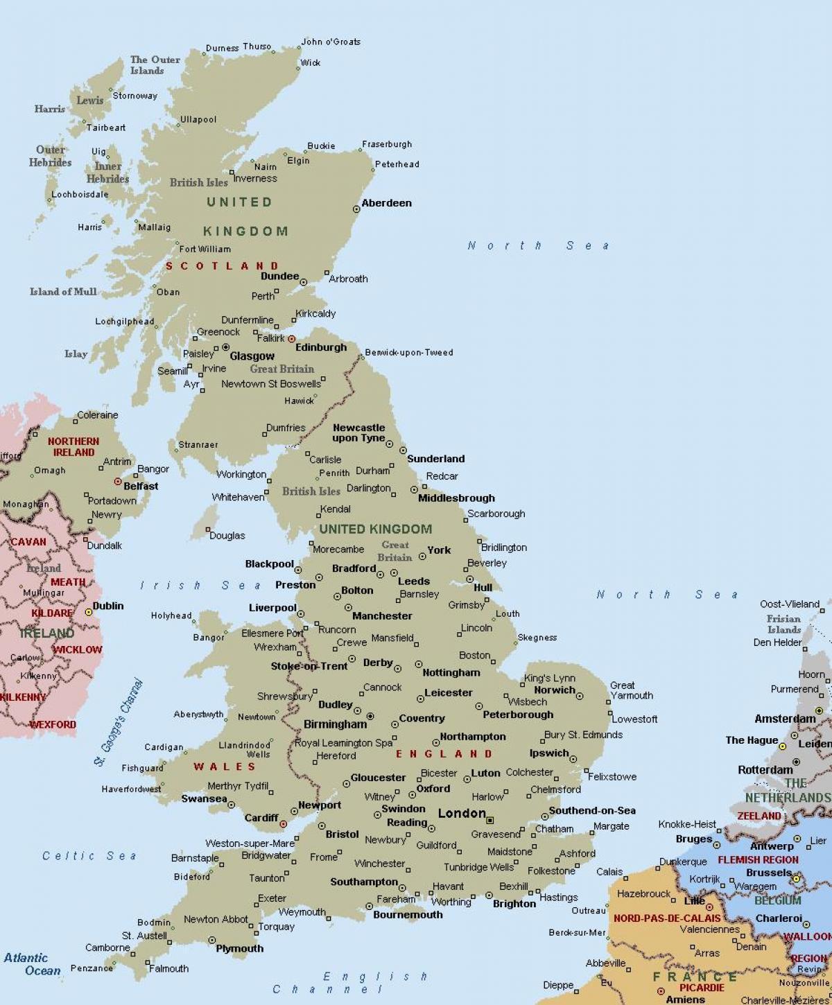 Mapa de la ciudad del Reino Unido (UK)
