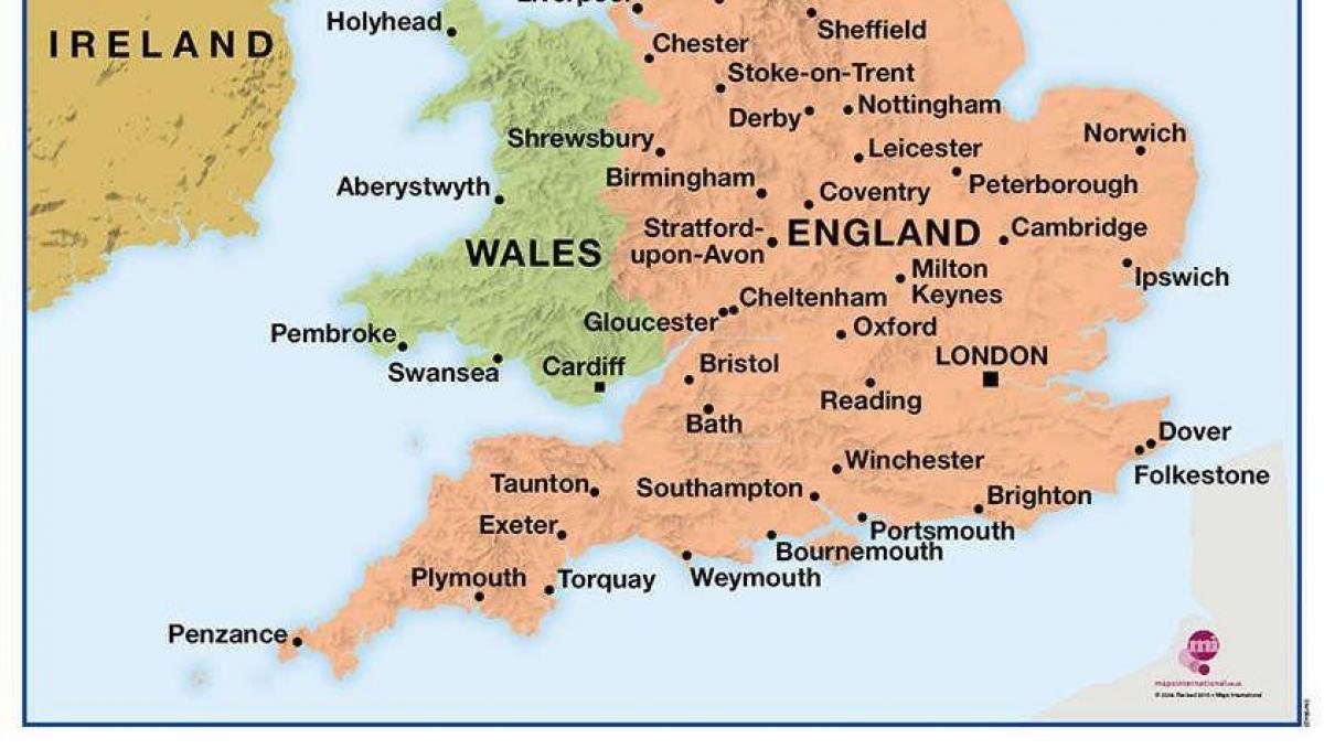 Mapa del sur del Reino Unido