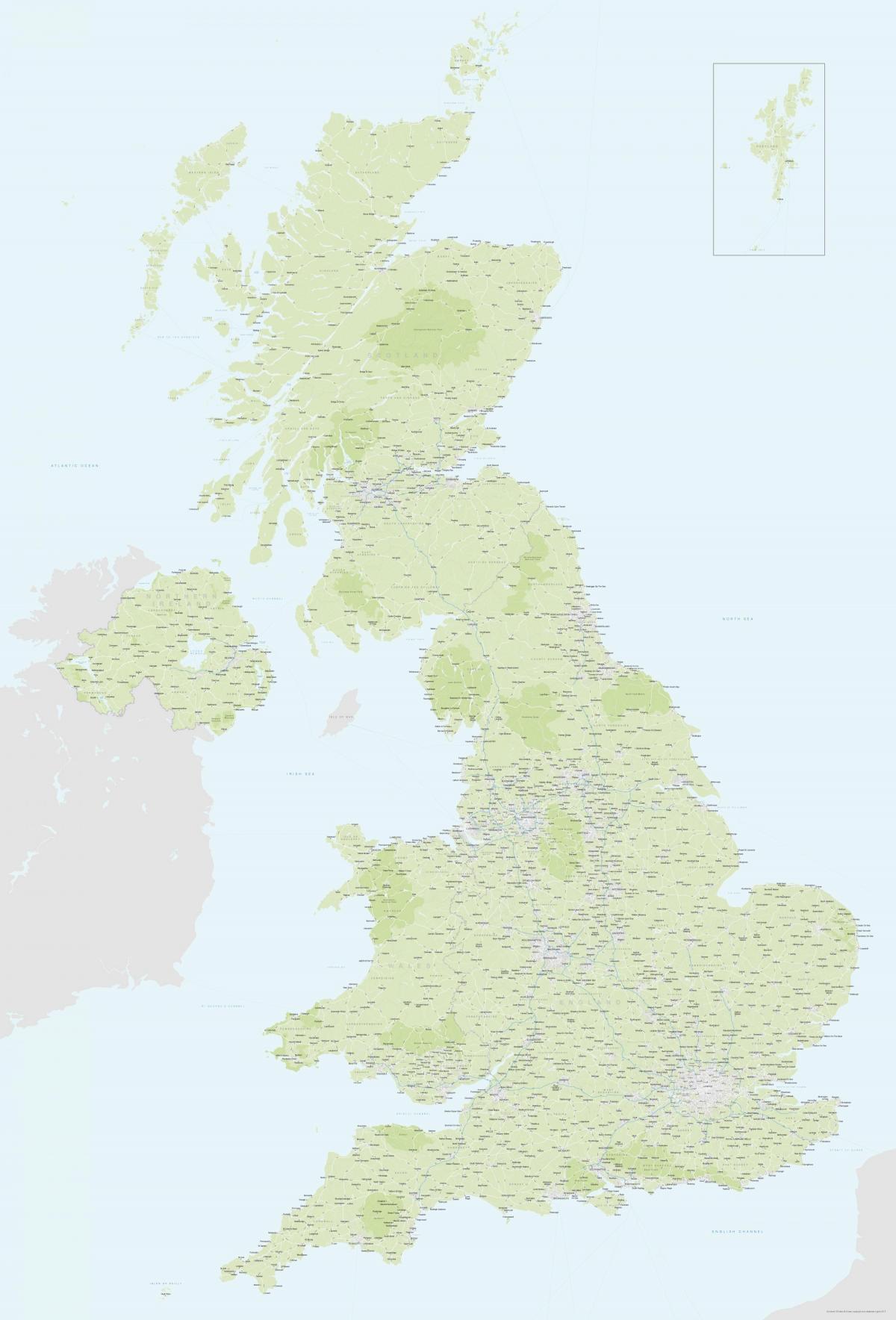 Mapa grande del Reino Unido (UK)