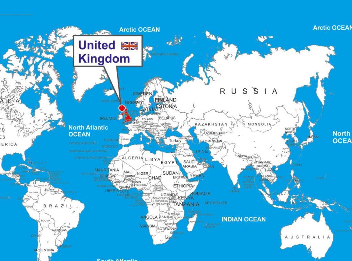 Ubicación del Reino Unido (UK) en el mapa mundial