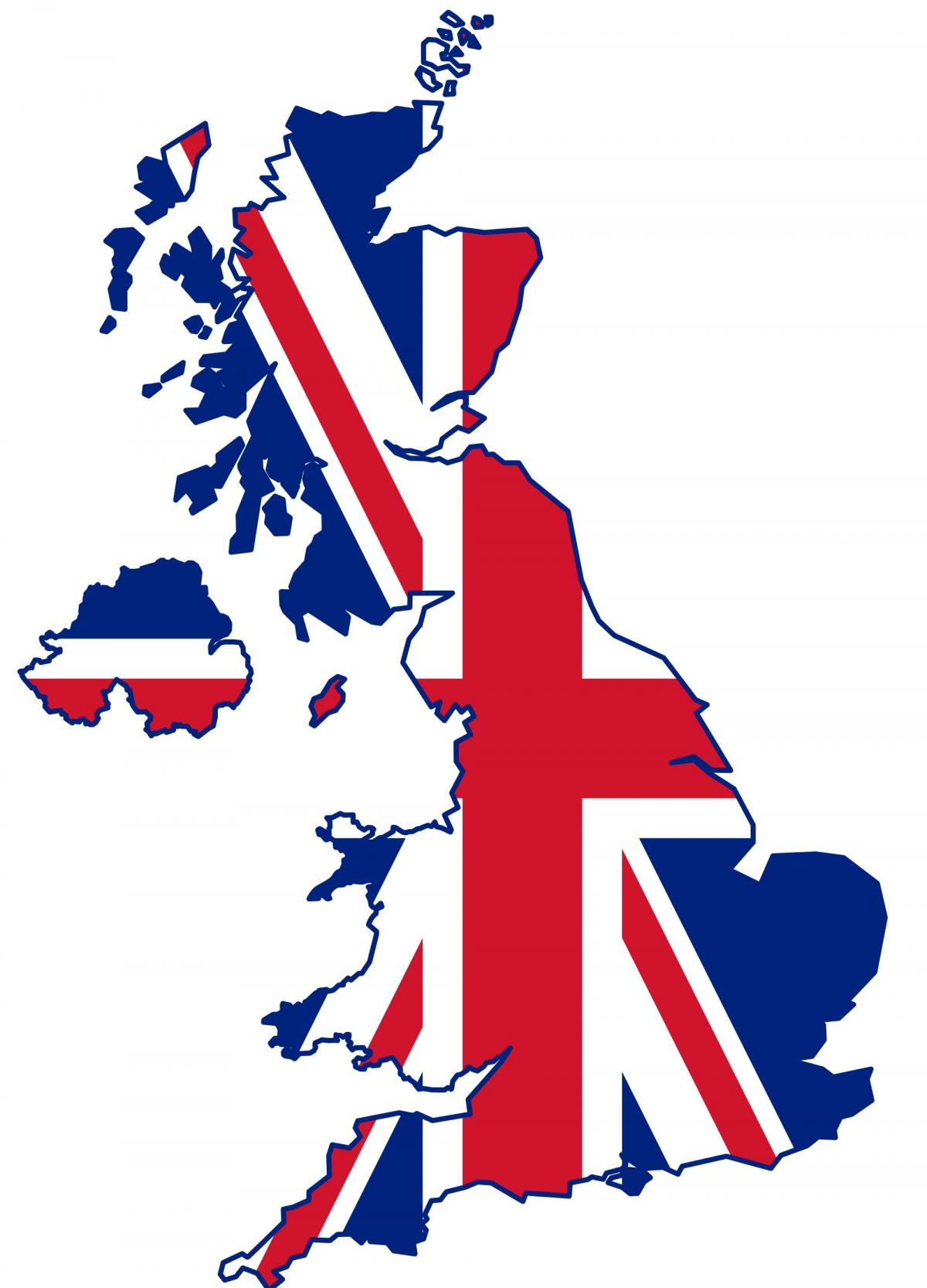 Mapa de la bandera del Reino Unido (UK)