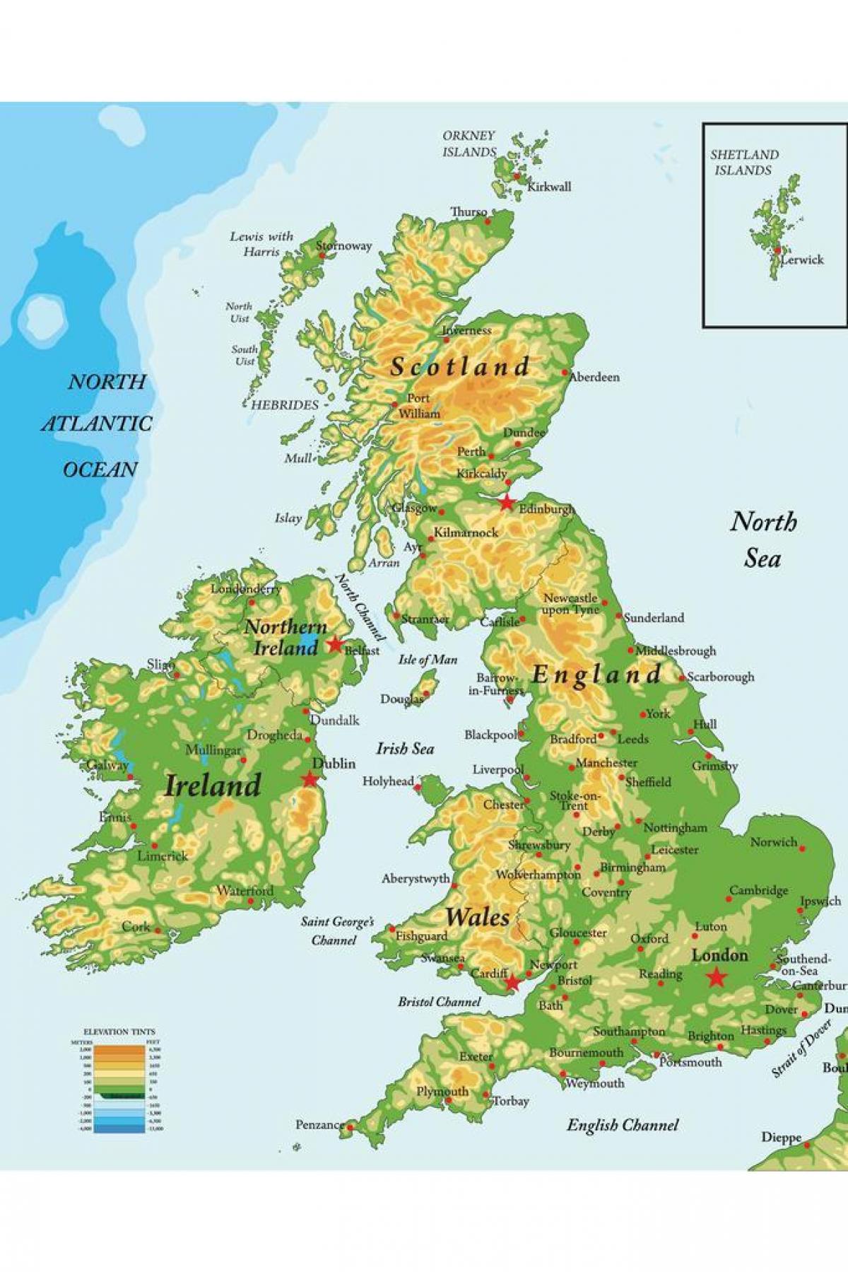 Mapa de las montañas del Reino Unido