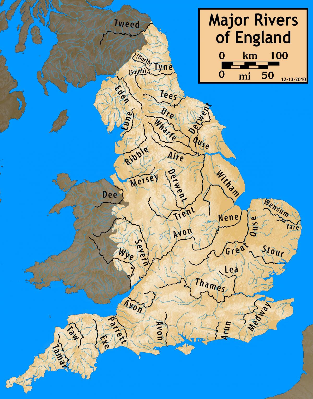 Mapa de los ríos del Reino Unido