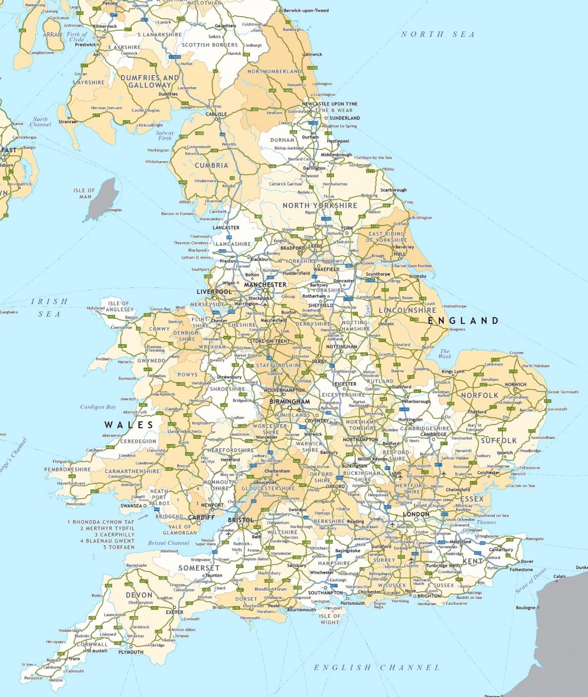 Mapa de conducción del Reino Unido (UK)